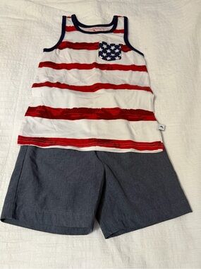 Tommy Bahama Kids 2 Piece Outfit Size 5/6 Red White Blue Tank Top Shorts